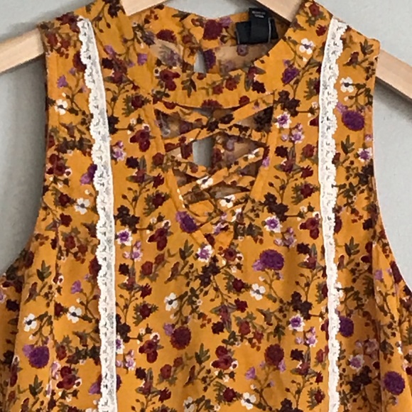Girls  Art Class Yellow Floral Dress - Size L 10/12 - Picture 3 of 5